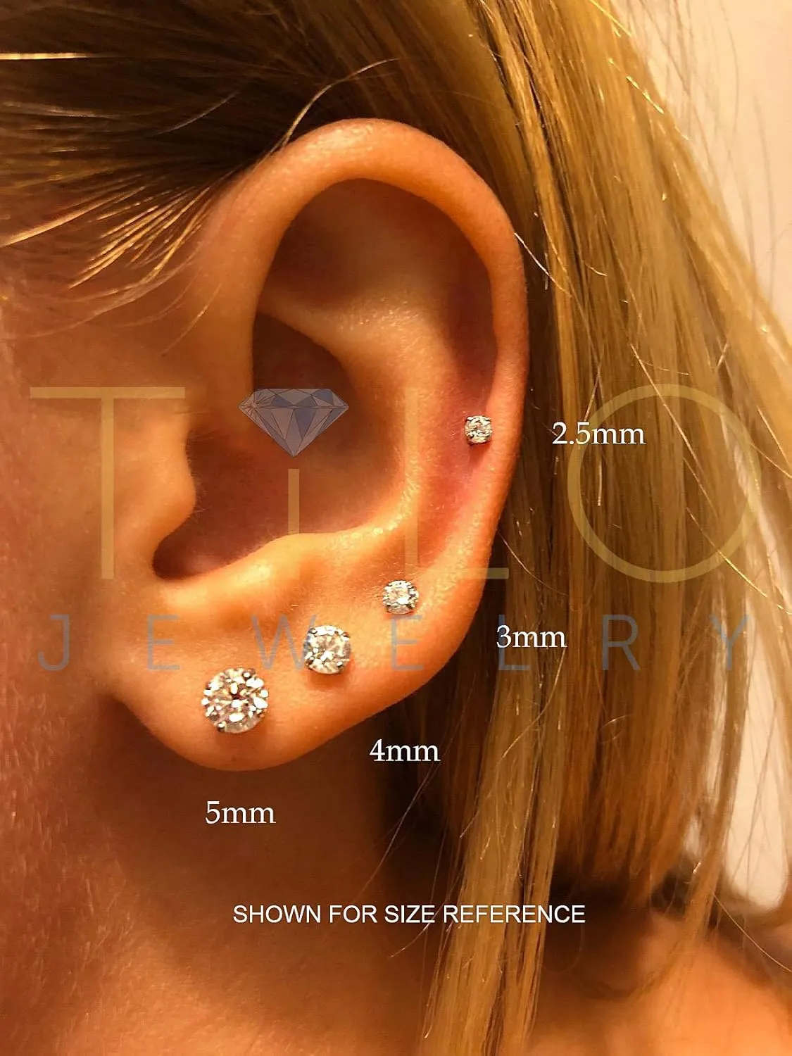 14k Yellow Gold Solitaire Round Cubic Zirconia Stud Earrings in Secure Screw-backs