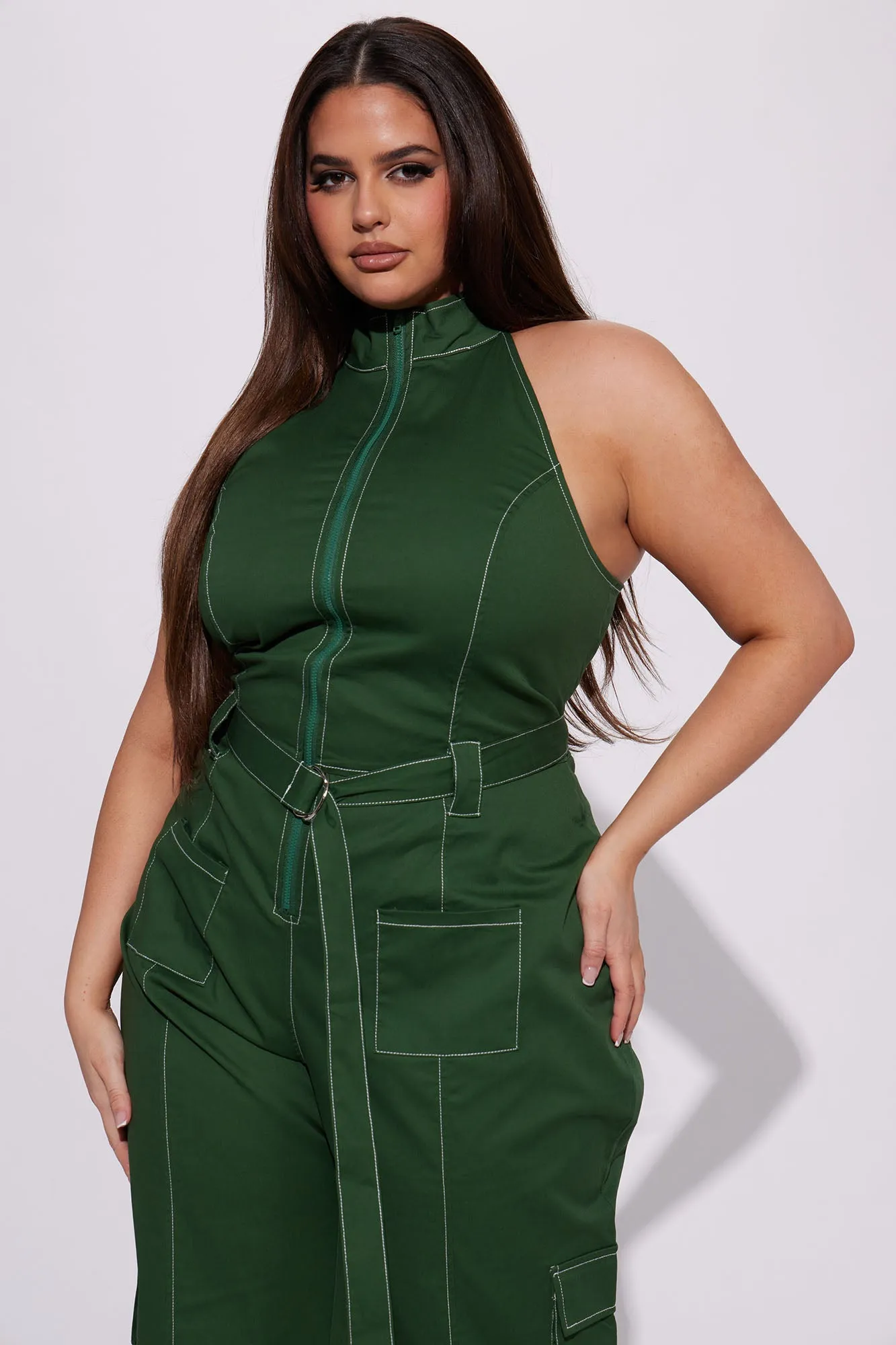 Back At It Cargo Jumpsuit - Green