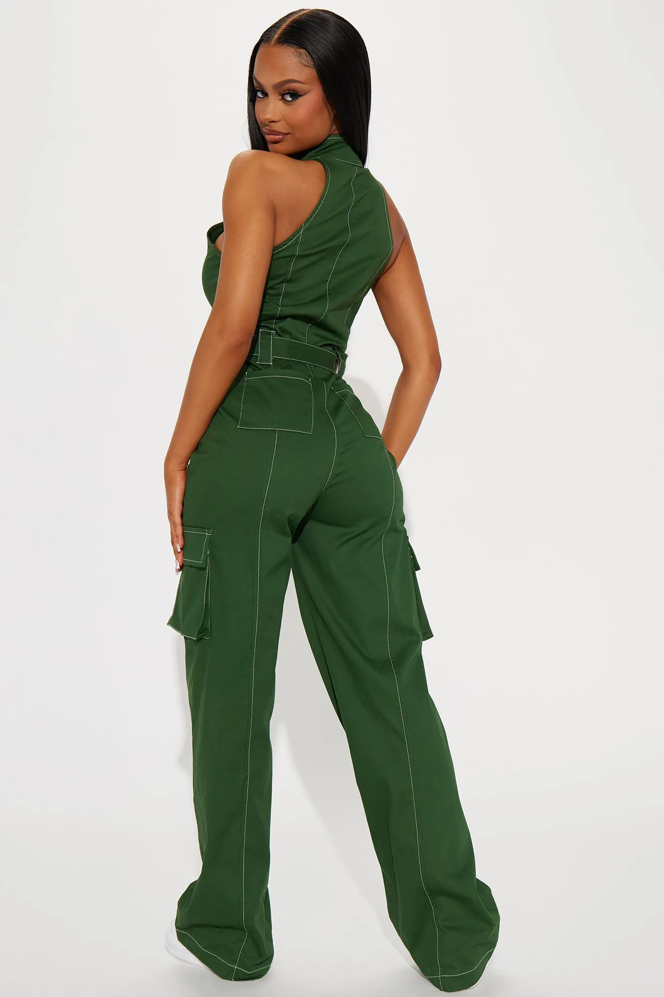 Back At It Cargo Jumpsuit - Green