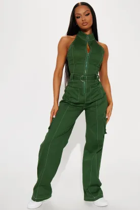 Back At It Cargo Jumpsuit - Green