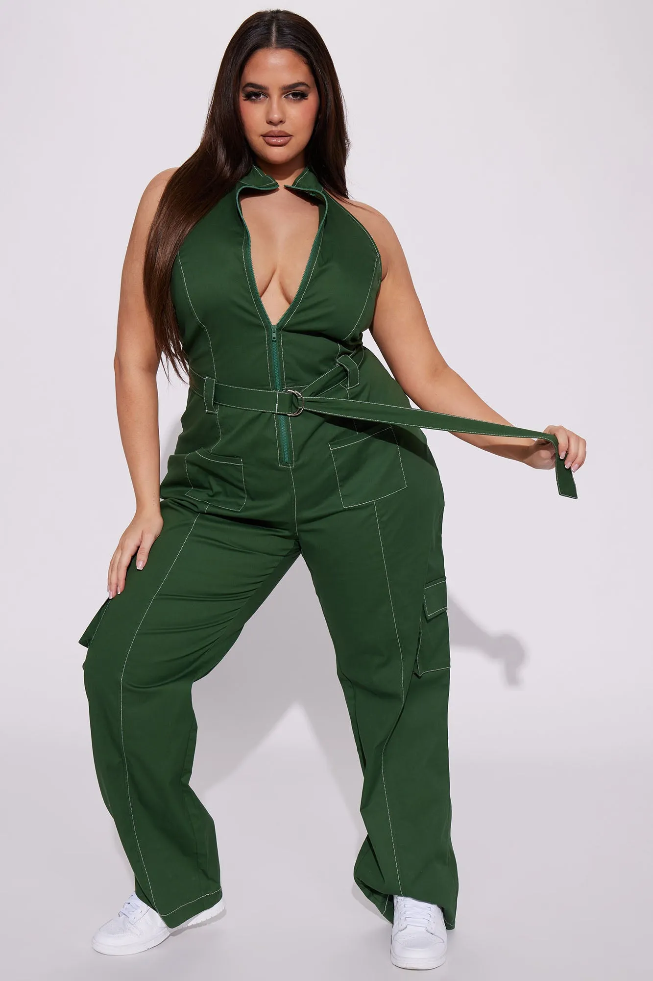 Back At It Cargo Jumpsuit - Green