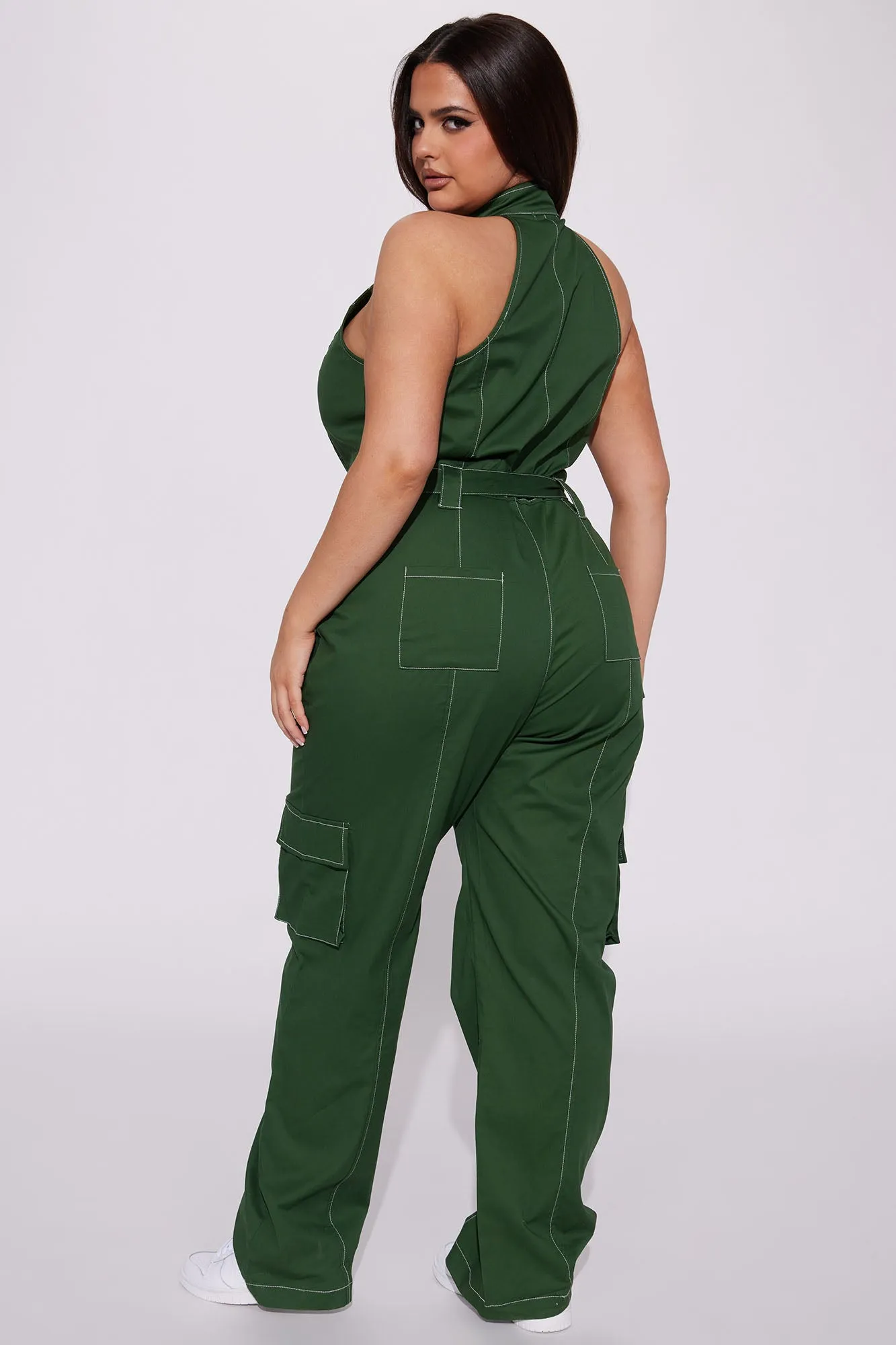 Back At It Cargo Jumpsuit - Green