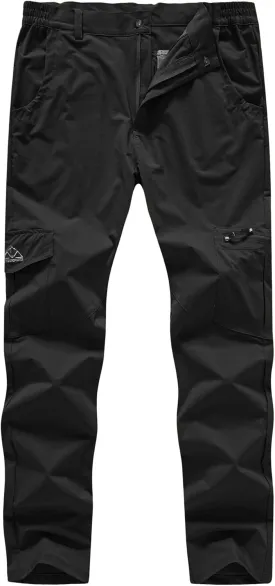 BASUDAM Men's Cargo Hiking Pants Quick Dry Lightweight Stretch Water Resistant Summer Outdoor Work Travel with Pockets