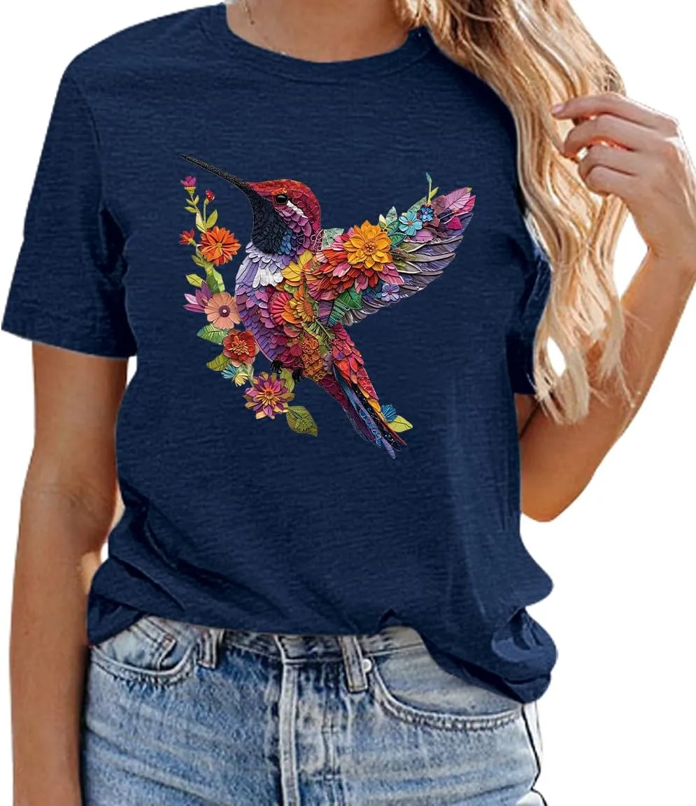 Butterfly Shirts for Women Vintage Floral Tee Shirt Butterfly Graphic Tops Womens Vacation T-Shirt Nature Lover Tee