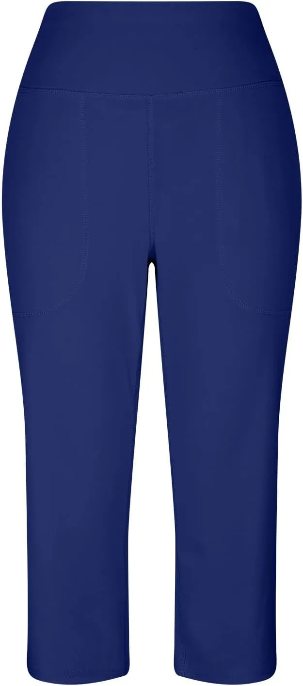 Capri Pants for Women Summer Wide Leg Capri Pants with Pockets Tummy Control Yoga Capris Plus Size Cropped Pants