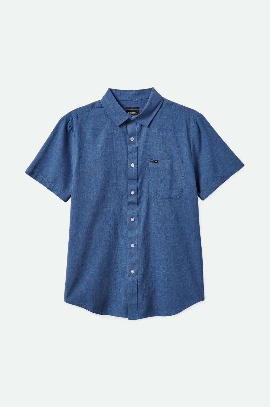 Charter Textured Weave S/S Woven Shirt - Heather Pacific Blue