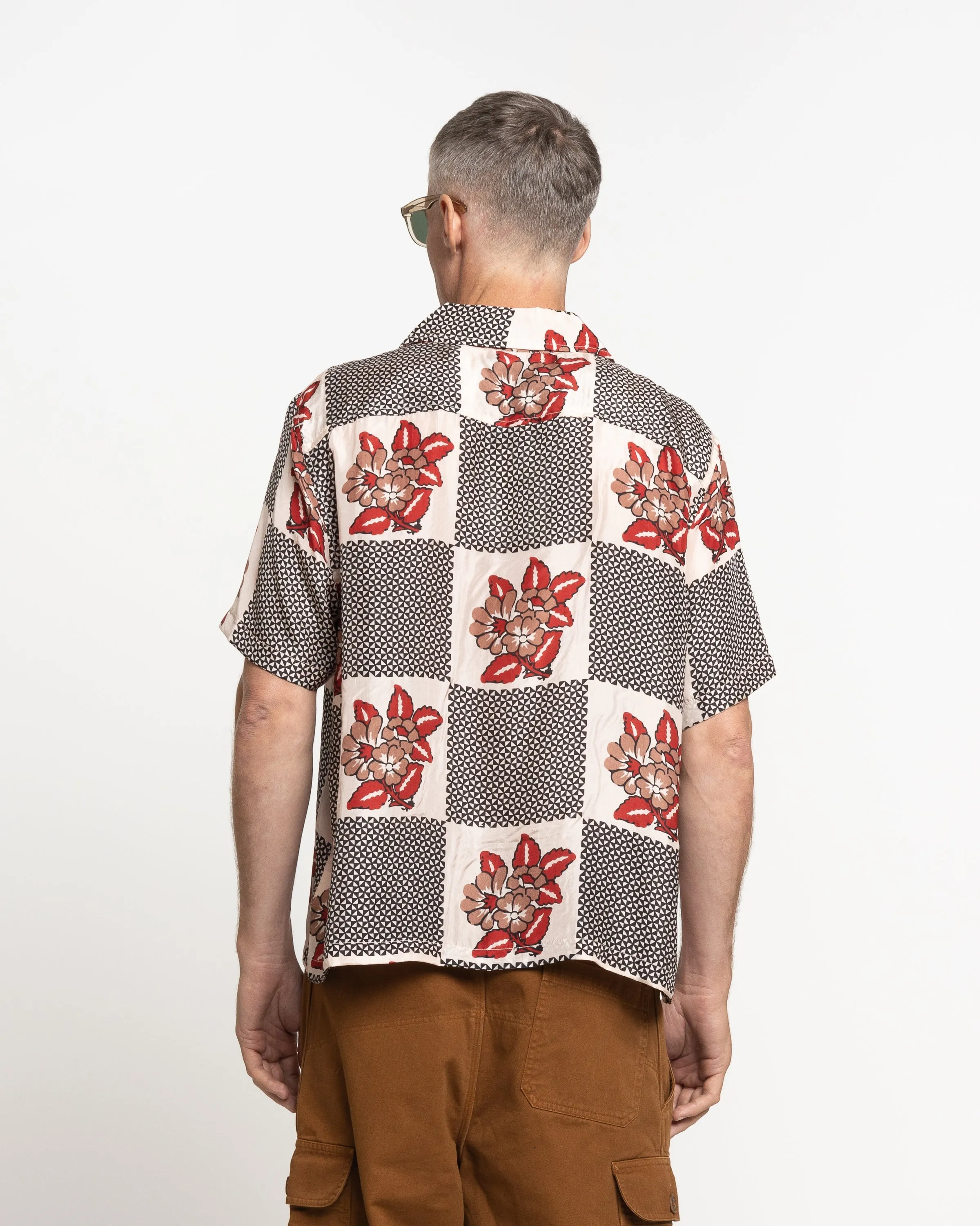 Checker Bloom Short Sleeve Shirt in Blue