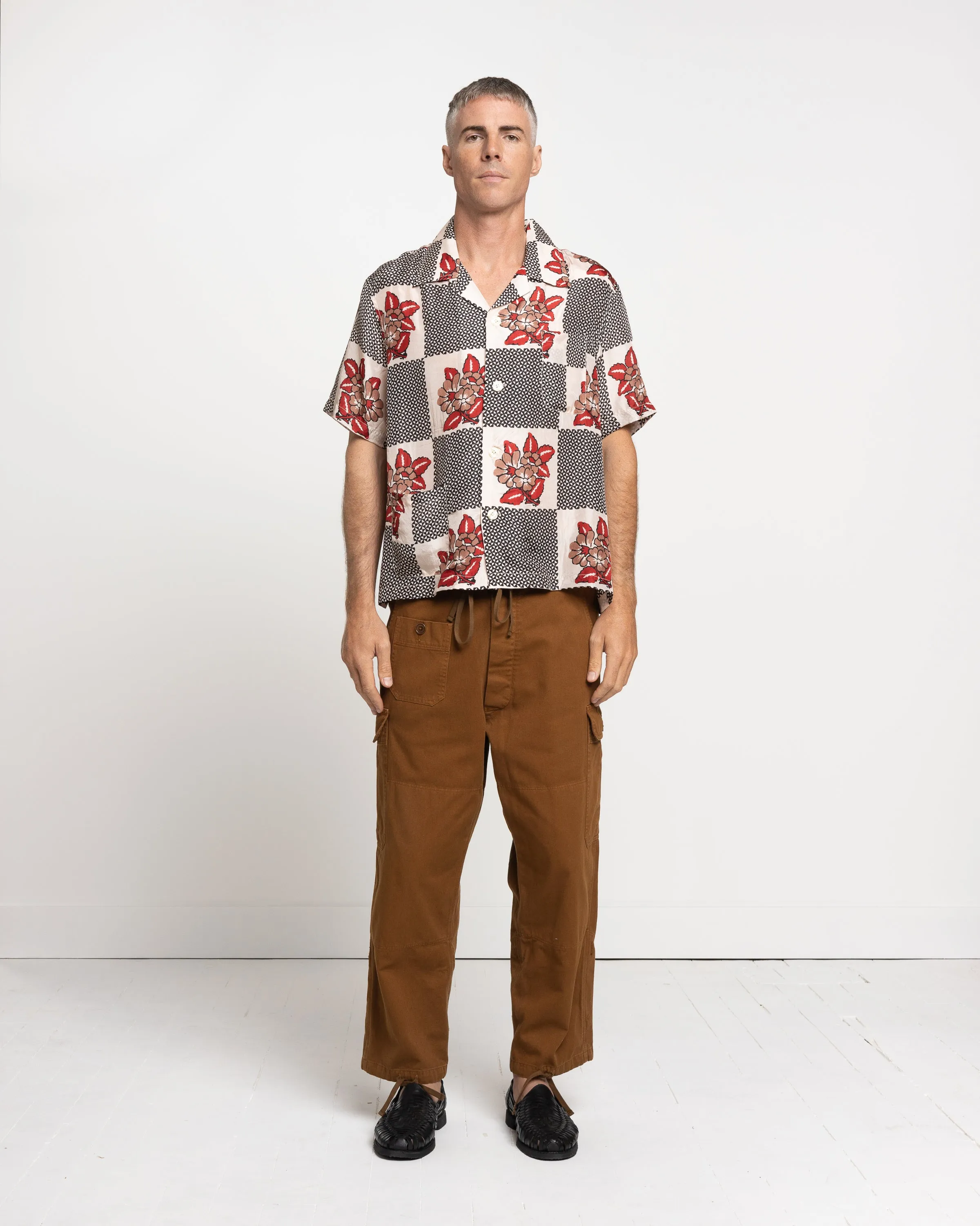 Checker Bloom Short Sleeve Shirt in Blue