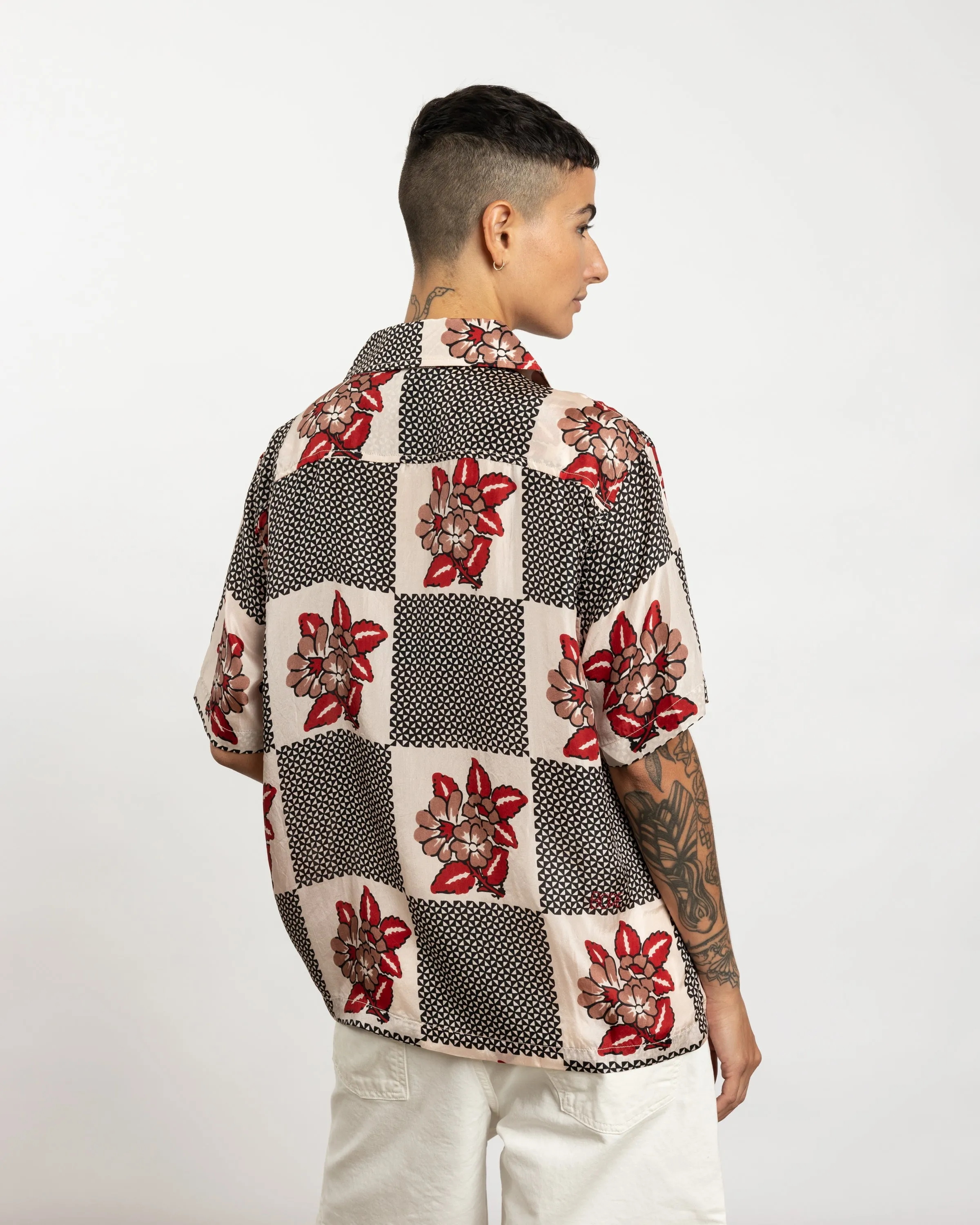 Checker Bloom Short Sleeve Shirt in Blue