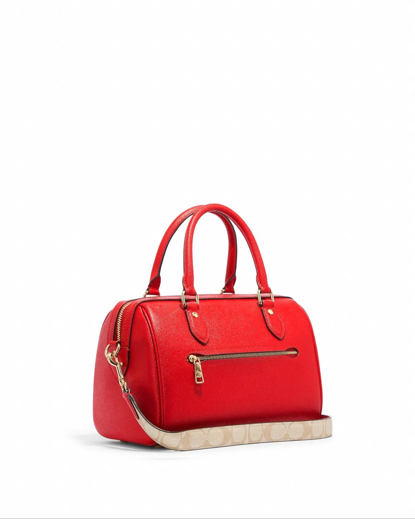 Coach Women's Electric Red Rowan Satchel With Signature Canvas Detail