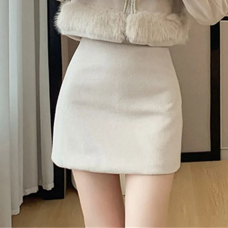 Fashionkova church outfit Two-Piece Set 2024 Autumn and Winter Thickened Woolen Socialite Warm High Waist Jacket Skirt Suit Long Skirt