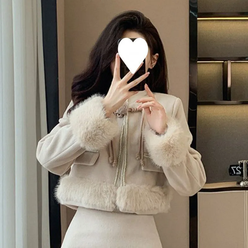 Fashionkova church outfit Two-Piece Set 2024 Autumn and Winter Thickened Woolen Socialite Warm High Waist Jacket Skirt Suit Long Skirt