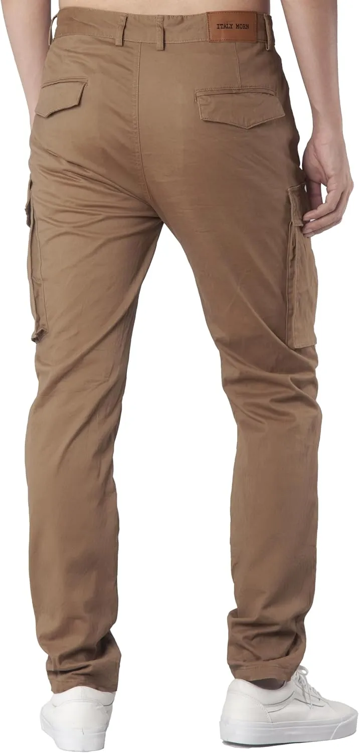 ITALYMORN Black Cargo Pants for Men Slim fit Khaki Work Pants with Pockets