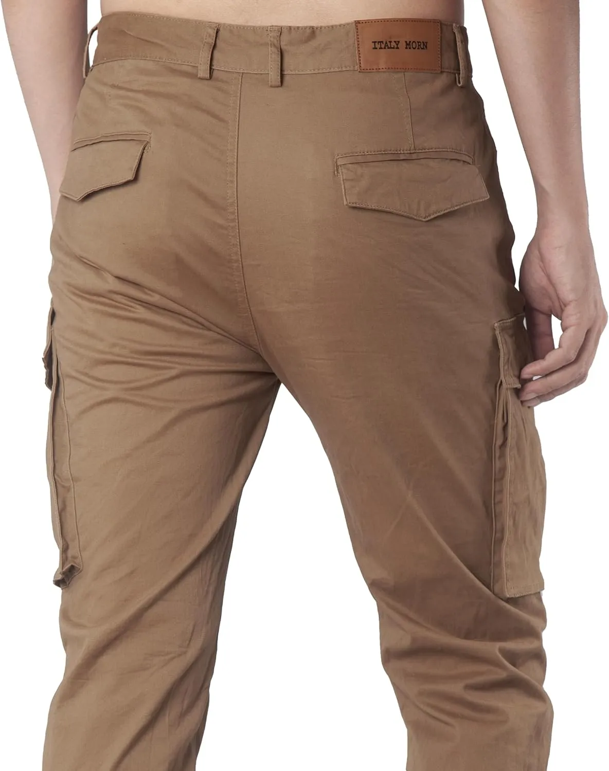 ITALYMORN Black Cargo Pants for Men Slim fit Khaki Work Pants with Pockets