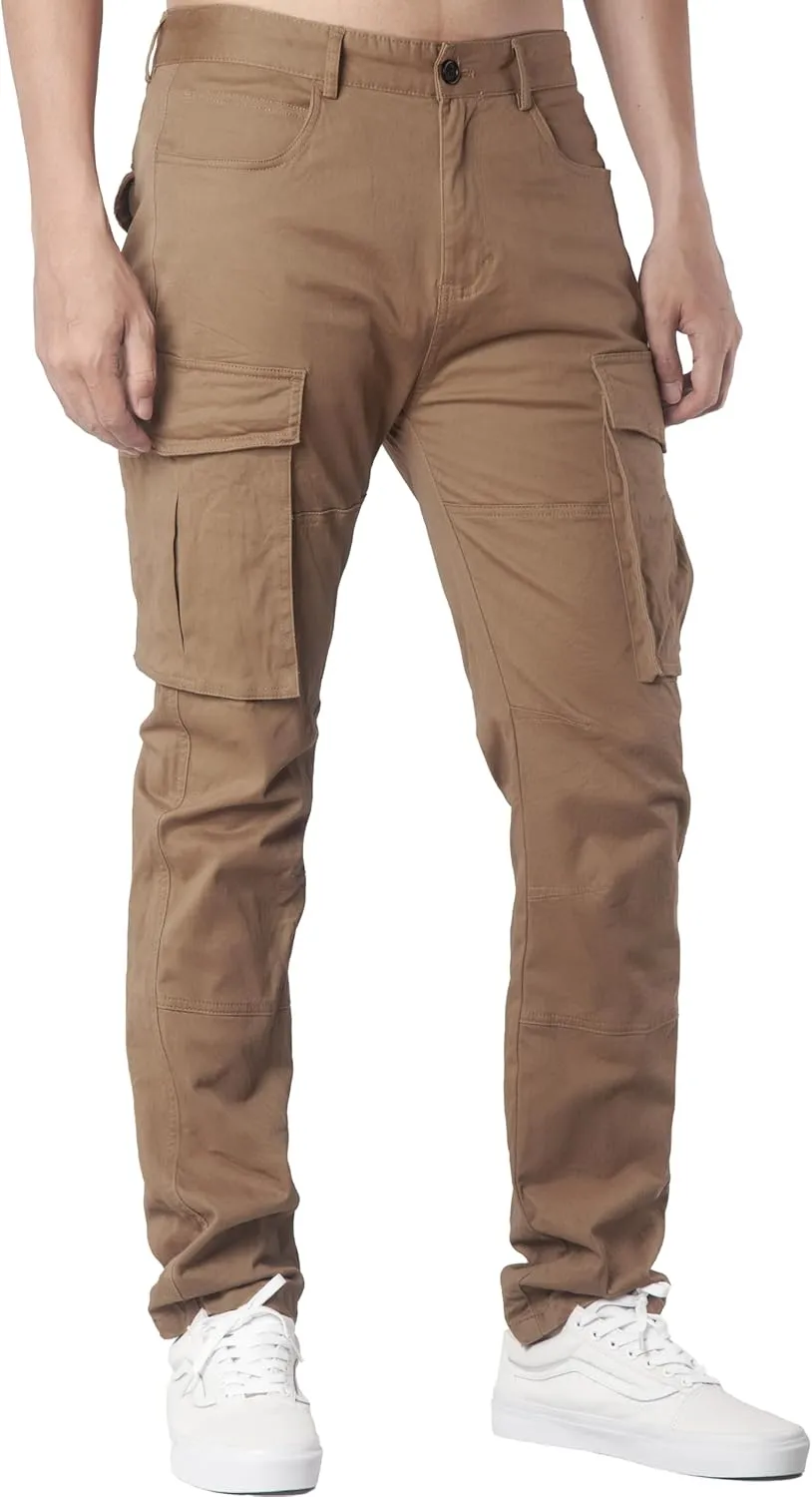 ITALYMORN Black Cargo Pants for Men Slim fit Khaki Work Pants with Pockets