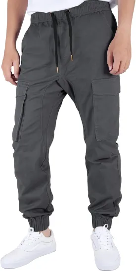 ITALYMORN Khaki Cargo Joggers for Men Elastic Ankle and Waist Casual Chino Pants with Pockets