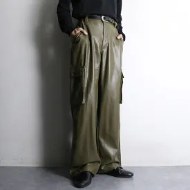 khaki wide straight cargo pants