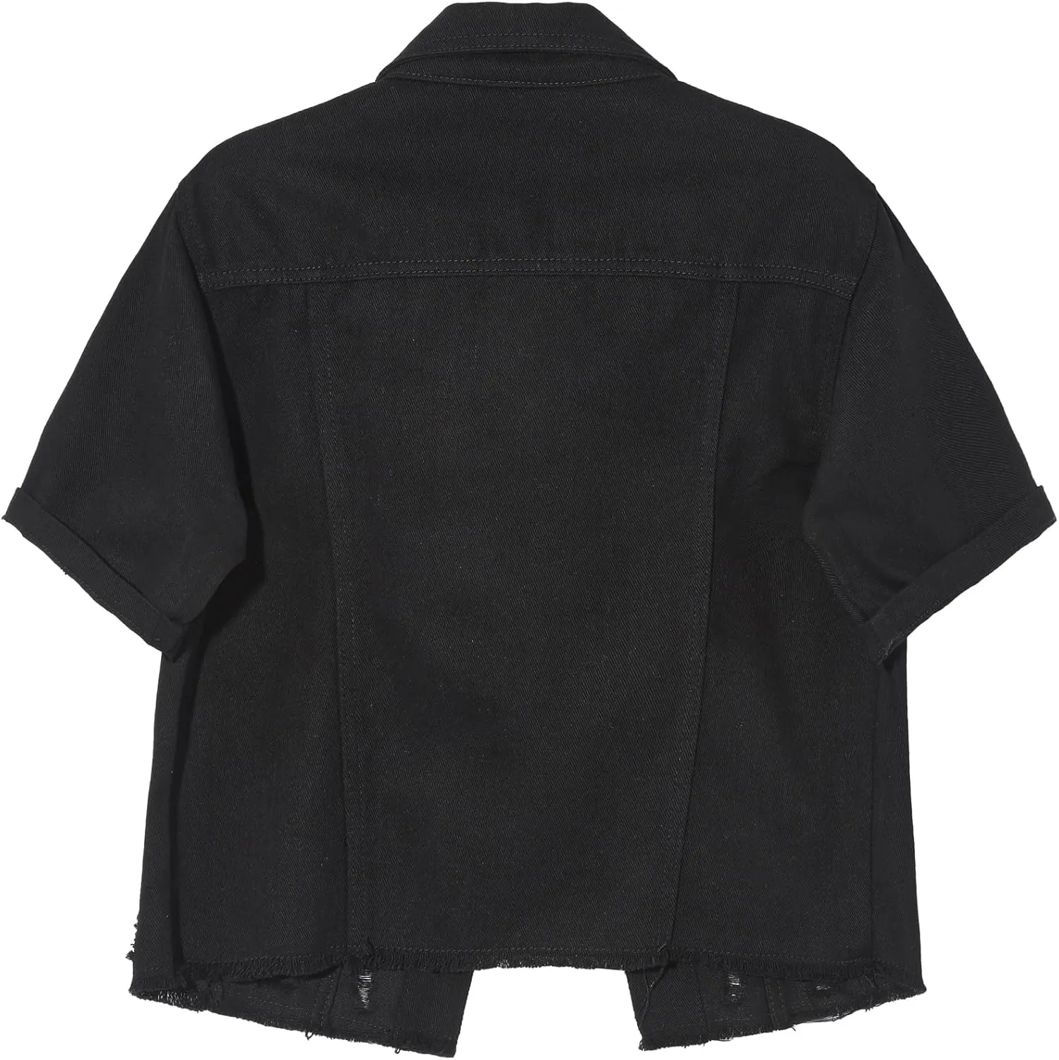 Locachy Women's Summer Short Sleeve Denim Jacket Casual Lapel Button Down Cropped Trucker Jean Jackets Coats