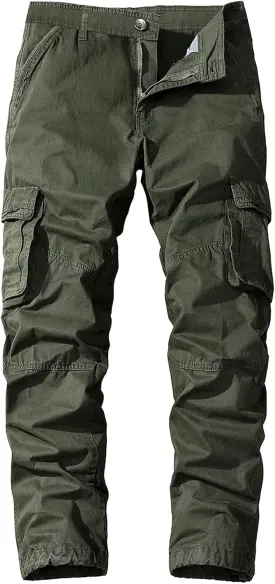Lu's Chic Men's Chino Pants Cargo Workout Lounge Jogger Work Tapered Streetwear Trousers