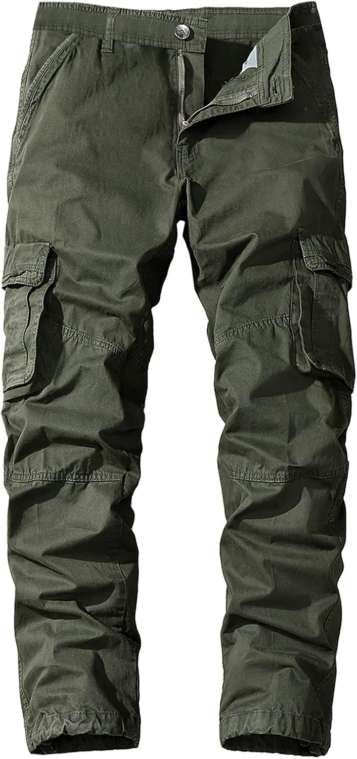 Lu's Chic Men's Chino Pants Cargo Workout Lounge Jogger Work Tapered Streetwear Trousers