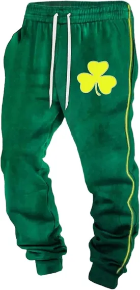Men's St. Patrick's Day Lucky Shamrock Sweatpants Athletic Pants Traning Track Pants Joggers Athletic Fitness Bottoms