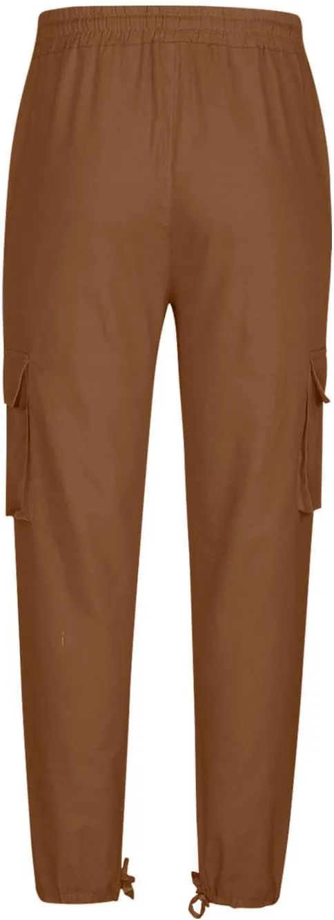 Muscularfit Cargo Pants for Men Big and Tall Elastic Waist Cotton Sweatpants Causal Solid Multi Pockets Joggers Athletic Pant