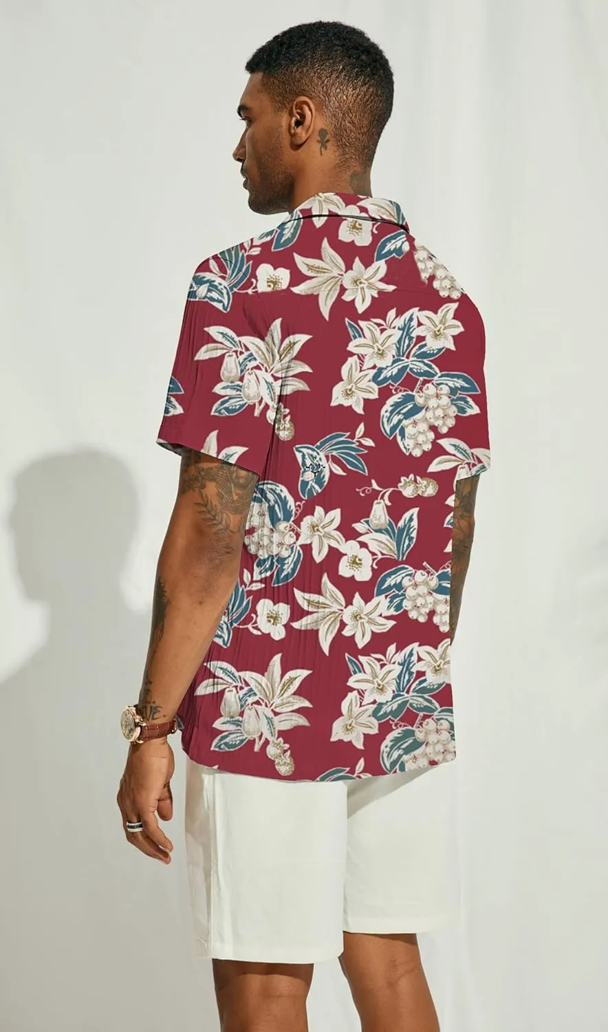 PJ PAUL JONES Men's Casual Button Down Shirts - Short Sleeve Summer Textured Beach Wrinkle-Free Shirts