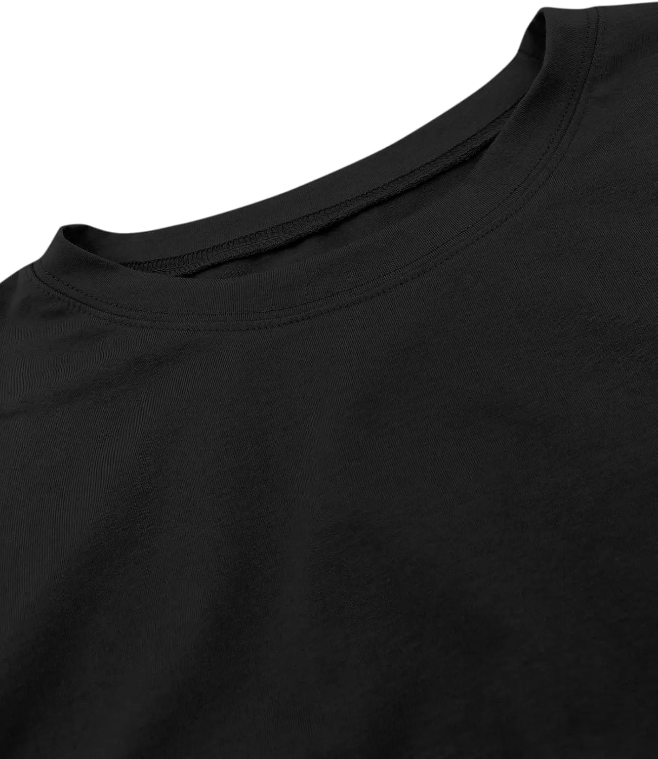 Sunborui Men's Boxy Cropped Raw Cut Tee Short Sleeve Round Neck T Shirts Casual Basic Tops