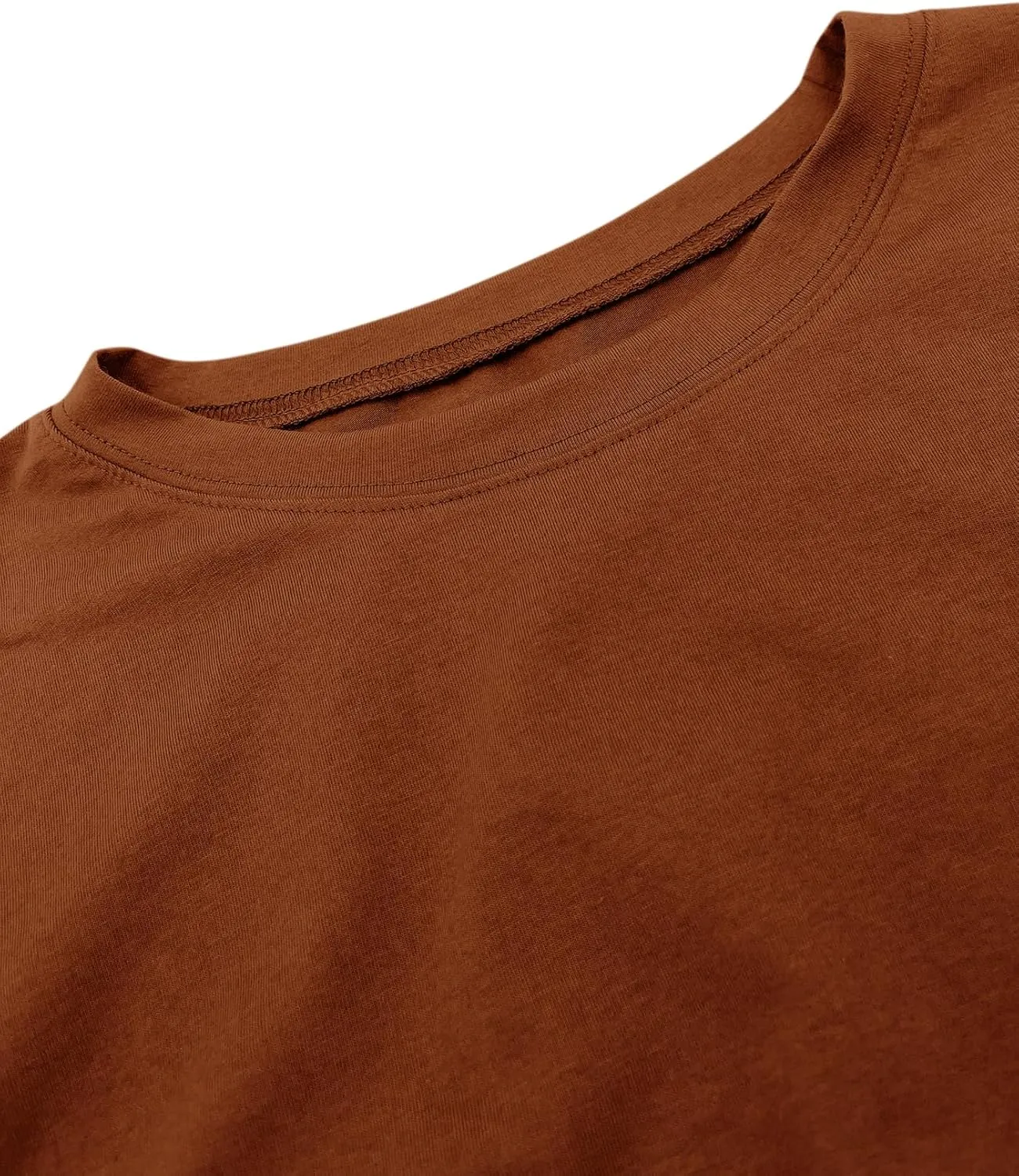 Sunborui Men's Boxy Cropped Raw Cut Tee Short Sleeve Round Neck T Shirts Casual Basic Tops