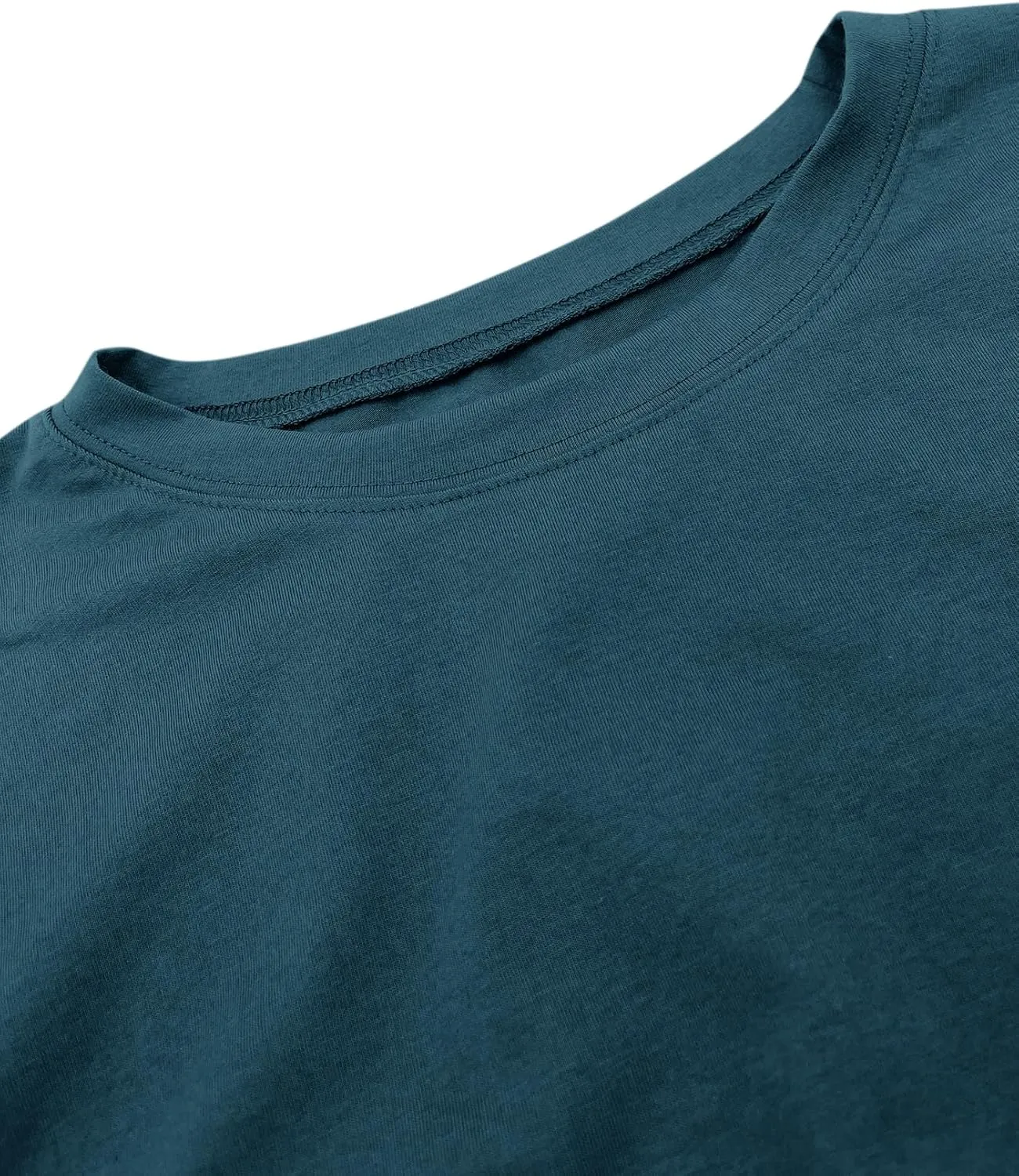 Sunborui Men's Boxy Cropped Raw Cut Tee Short Sleeve Round Neck T Shirts Casual Basic Tops