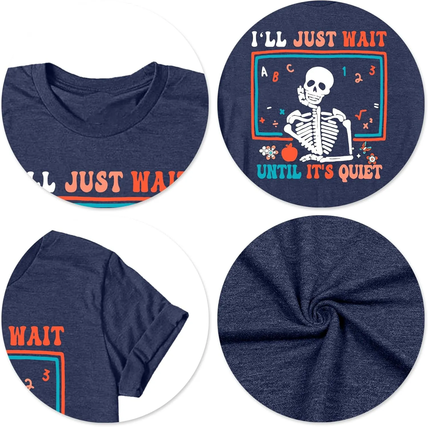 Teacher T-Shirt for Women I'll Just Wait Until It's Quiet Shirt Funny Teacher Graphic Tee Tops