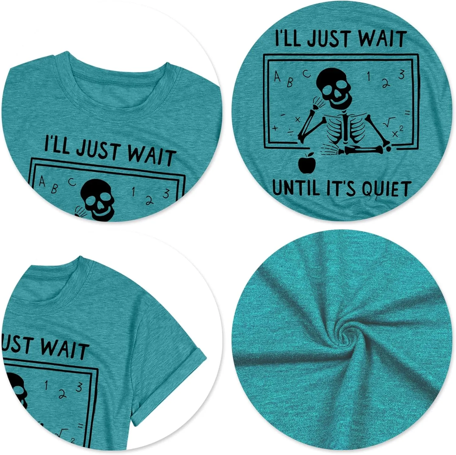 Teacher T-Shirt for Women I'll Just Wait Until It's Quiet Shirt Funny Teacher Graphic Tee Tops