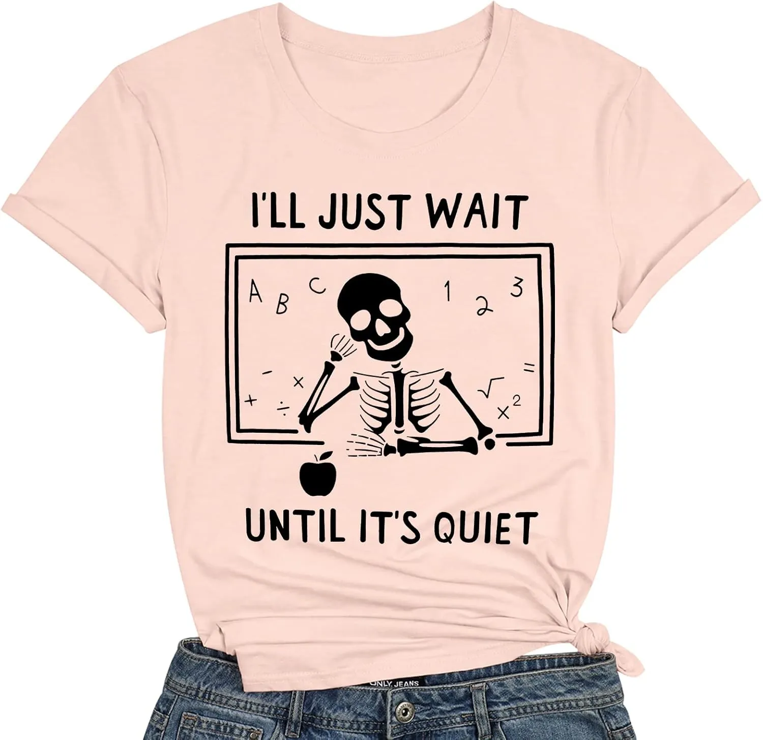 Teacher T-Shirt for Women I'll Just Wait Until It's Quiet Shirt Funny Teacher Graphic Tee Tops