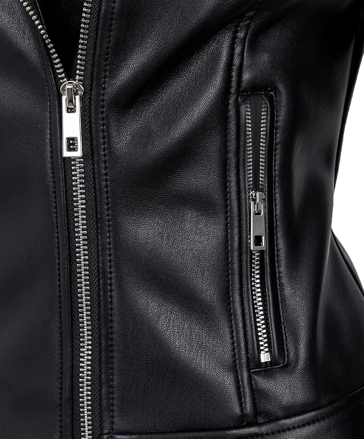 Women Leather Jacket, Buttery Soft Faux Leather Motorcycle Moto Biker Short Jacket, Stretchy Sleeve Asymmetrical Stylish Coat