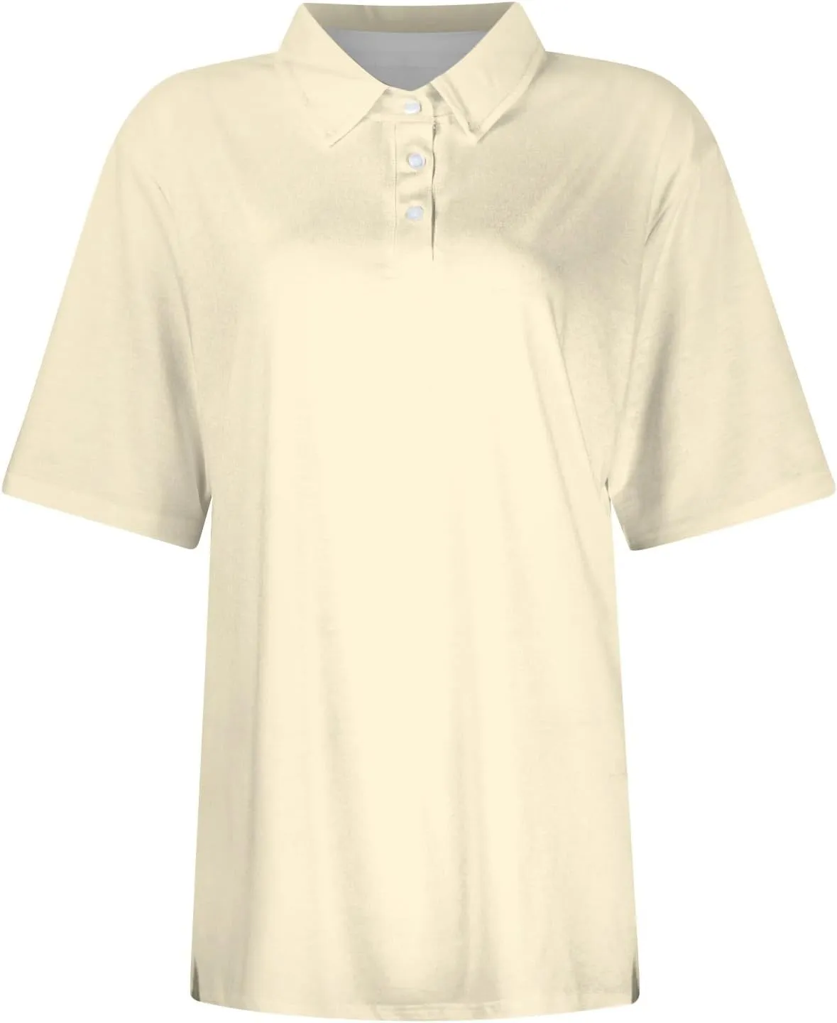 Womens Polo Tees Short Sleeve Casual Loose V Neck Button Down Business Work Shirts Summer Spring Tops