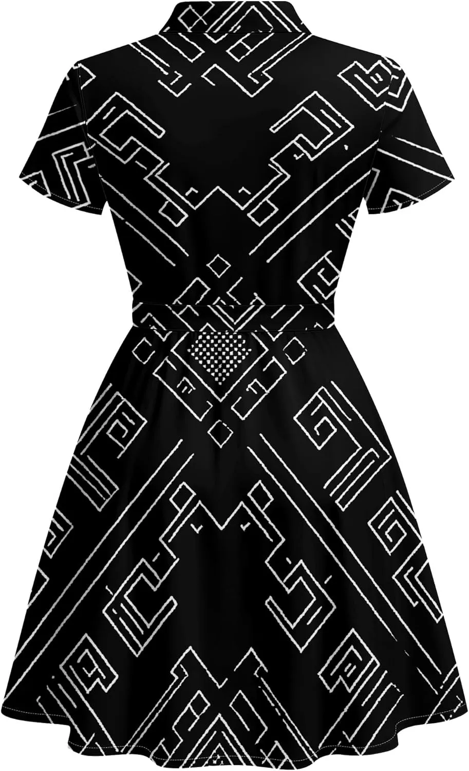 Women's Summer Short Sleeve Mini Dress Fashion High Waist Sundress Casual Lapel Button Knee Length Shirt Dresses