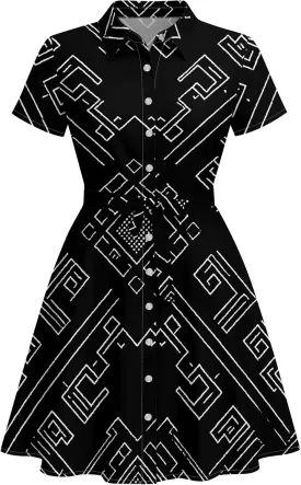 Women's Summer Short Sleeve Mini Dress Fashion High Waist Sundress Casual Lapel Button Knee Length Shirt Dresses