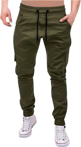 Ymosrh Khaki Cargo Pants for Men Jeans Solid Color Ripped Holes Frayed Gradient Washed Trousers Slim Fit Chinos